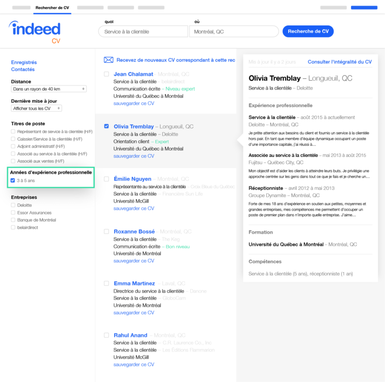 Trouvez et contactez des candidats grâce à Indeed CV