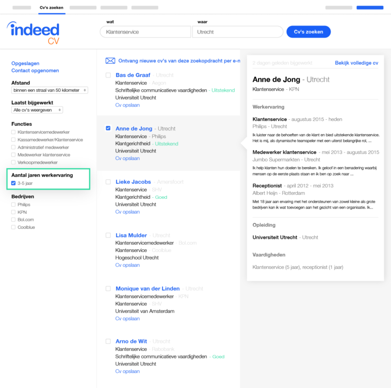 Vind en benader kandidaten met Indeed CV