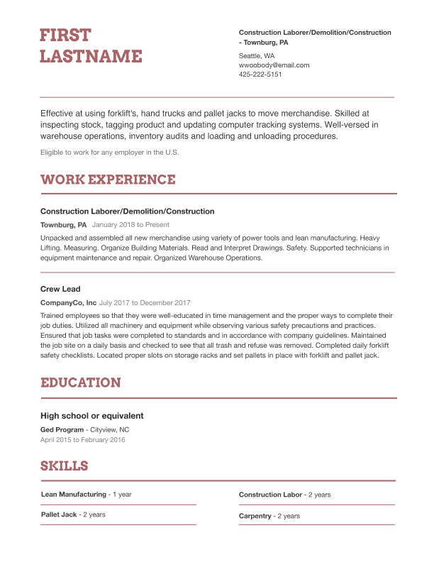 Free Professional Resume Templates Indeed
